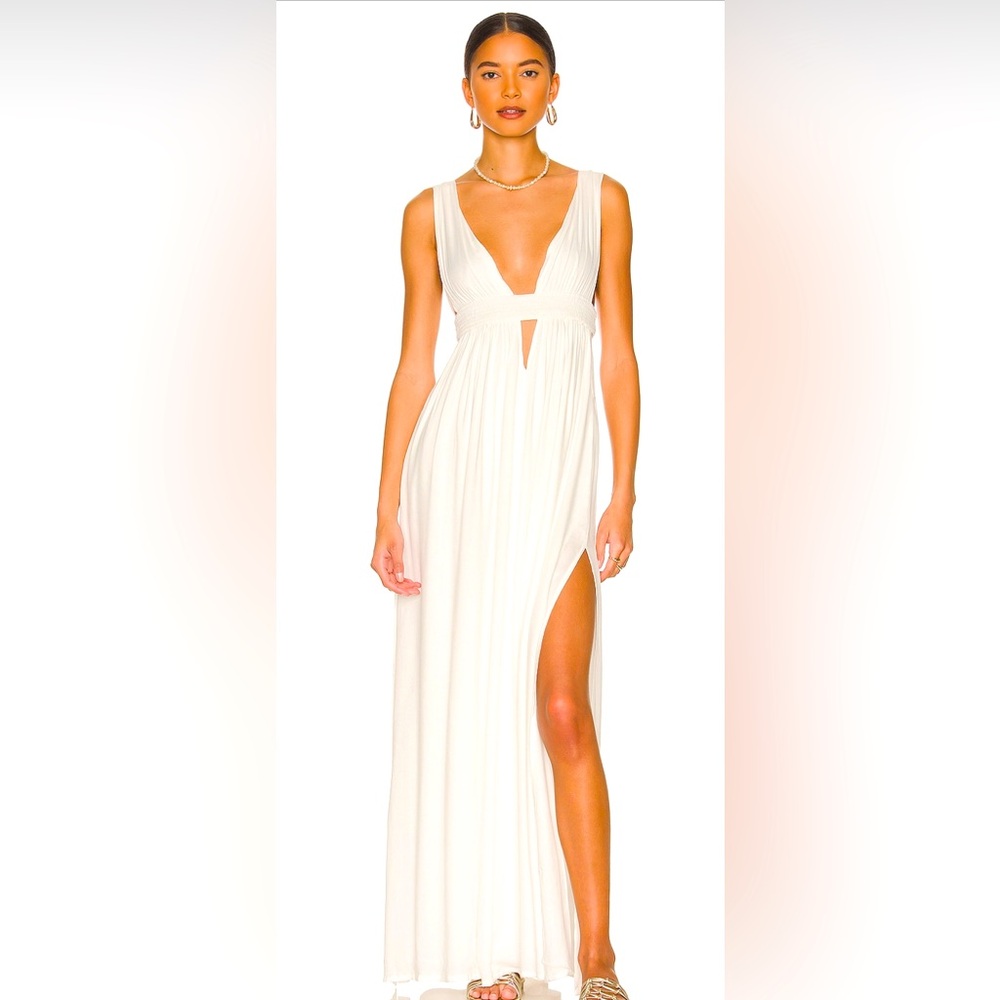 Indah Anjeli Empire Maxi Dress - opal white - XS